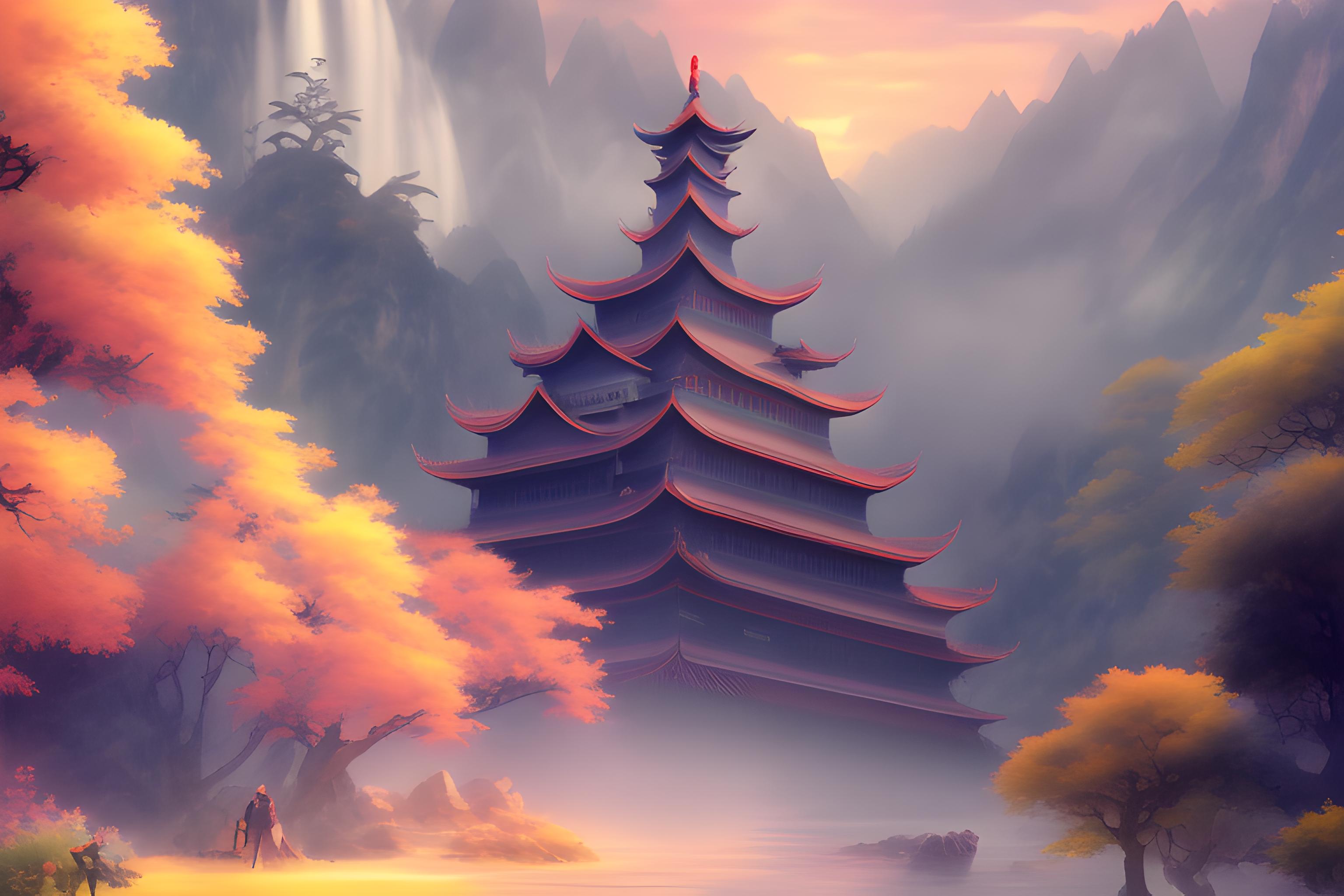 前面是草地，后面是大山，右下角带公司名称：彩通天下